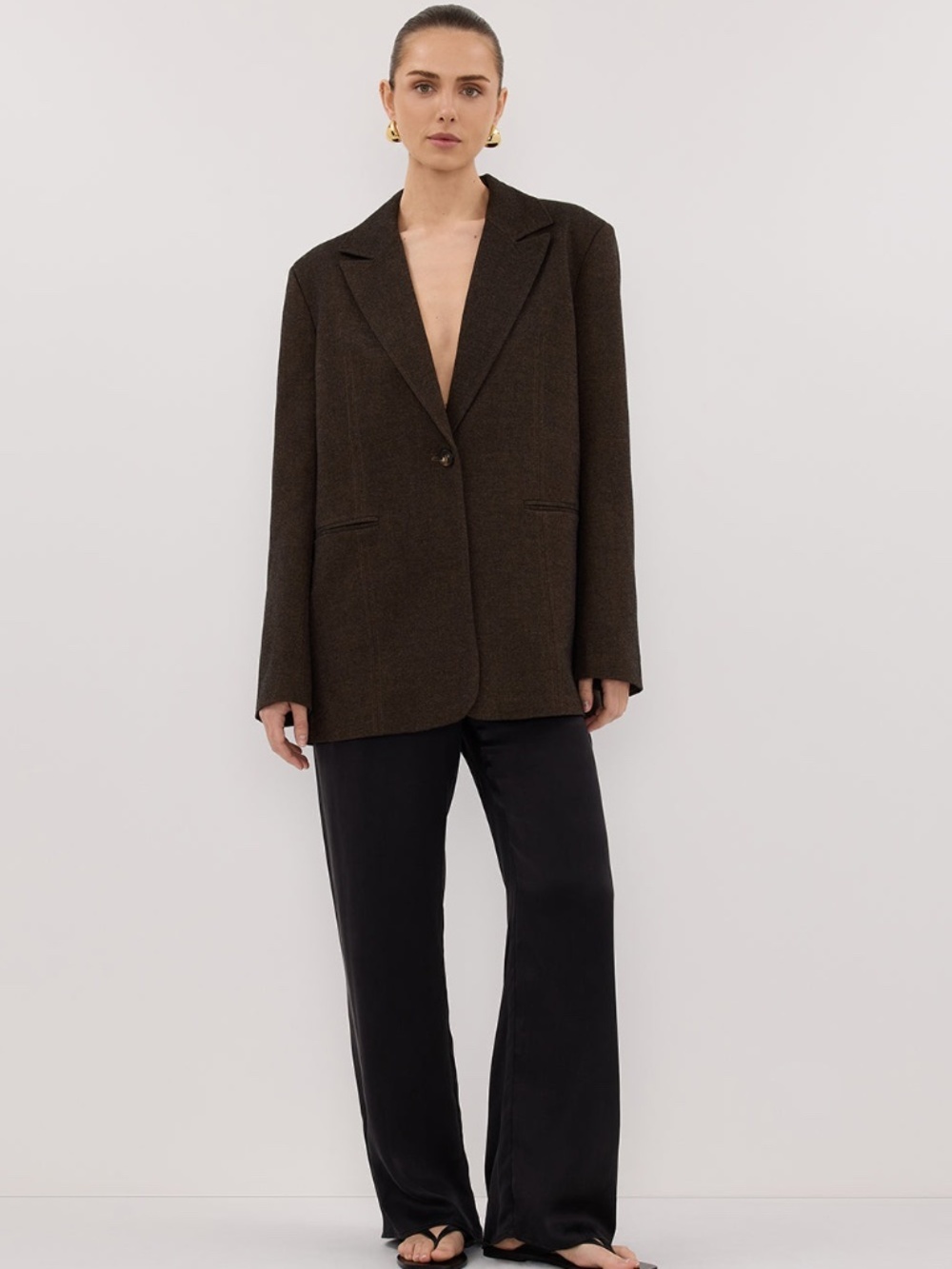 NWT DISSH | Tailored Oversized Charlie Chocolate Wool Blend Blazer | Size US 6